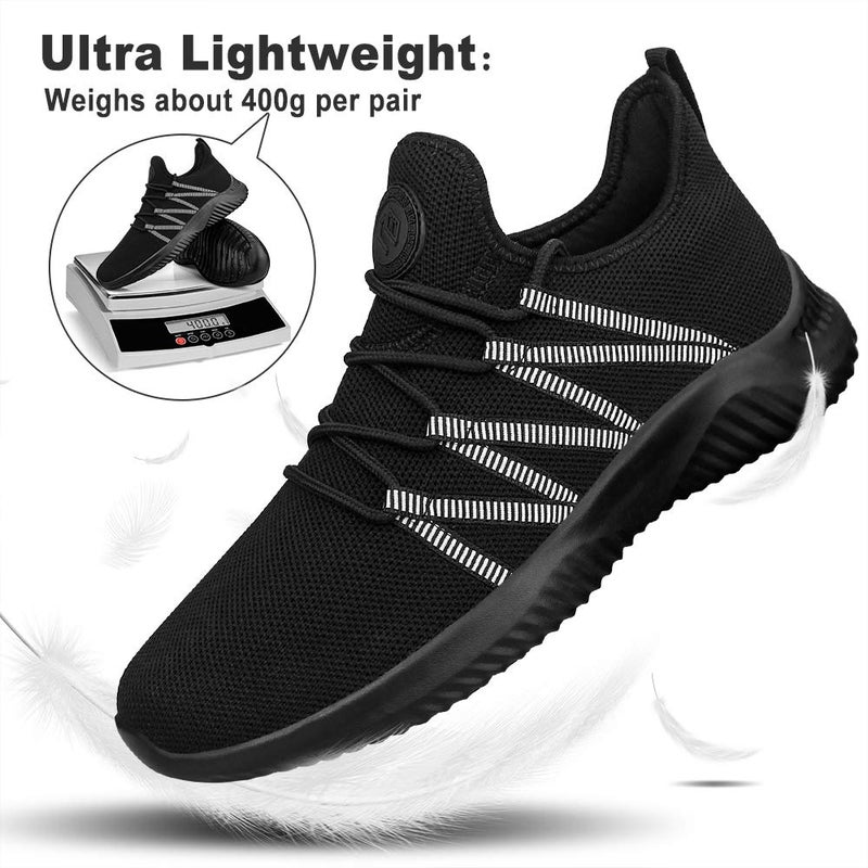Feethit Mens Slip On Running Shoes Breathable Lightweight Comfortable Fashion Non Slip Sneakers for Men Black White Size 10 - Image 3